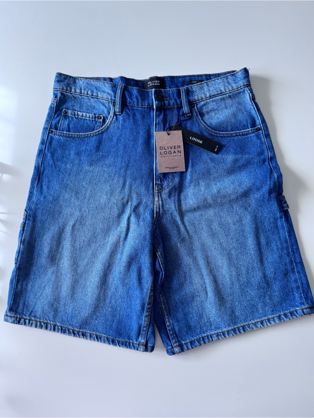 Oliver Logan Men’s Blue Denim Jean Shorts - Loose Fit